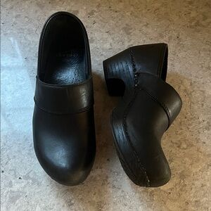 Dansko Black Leather Clogs
